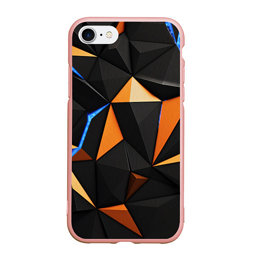 Чехол iPhone 7/8 матовый Оранжевые и черные элементы / 3D-Светло-розовый – фото 1