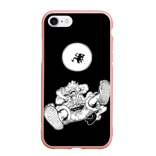 Чехол iPhone 7/8 матовый Луффи и гир 5 на луне / 3D-Светло-розовый – фото 1