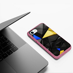 Чехол iPhone 7/8 матовый Black yellow elements, цвет: 3D-малиновый — фото 2