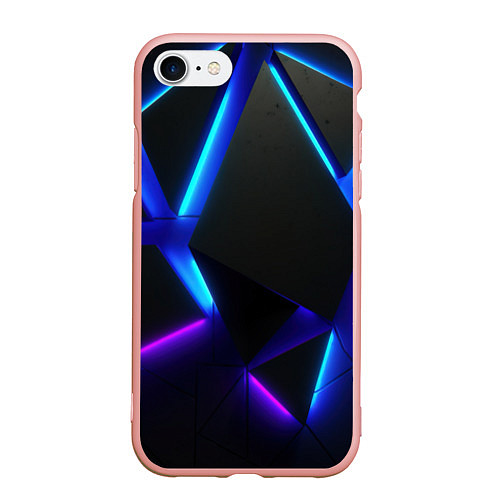 Чехол iPhone 7/8 матовый Неоновые плиты / 3D-Светло-розовый – фото 1