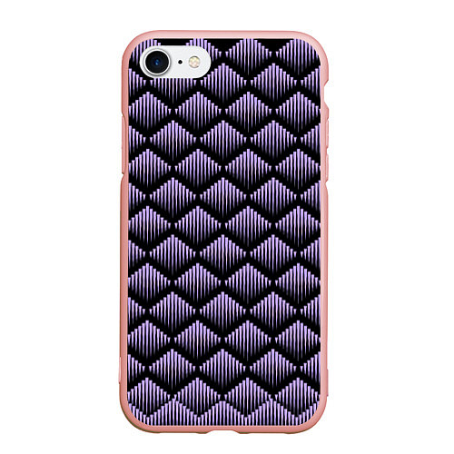 Чехол iPhone 7/8 матовый Фиолетовые выпуклые ромбы / 3D-Светло-розовый – фото 1