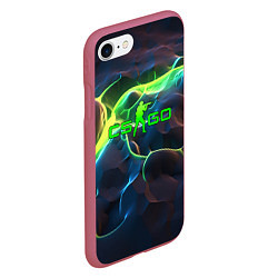 Чехол iPhone 7/8 матовый CSGO green neon, цвет: 3D-малиновый — фото 2