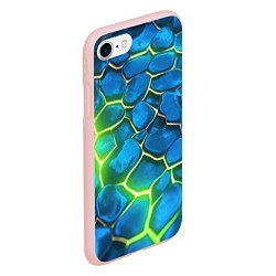 Чехол iPhone 7/8 матовый Green blue neon, цвет: 3D-светло-розовый — фото 2