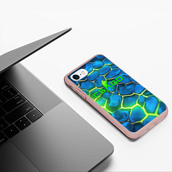 Чехол iPhone 7/8 матовый CSGO green blue neon, цвет: 3D-светло-розовый — фото 2