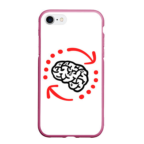 Чехол iPhone 7/8 матовый Мозг долго загружает / 3D-Малиновый – фото 1