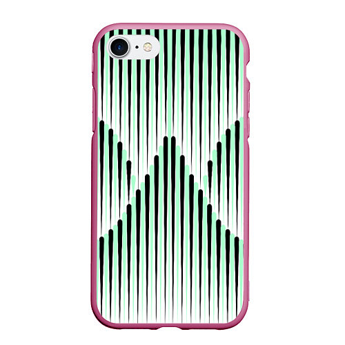 Чехол iPhone 7/8 матовый Зеленый геометрический круглый узор / 3D-Малиновый – фото 1