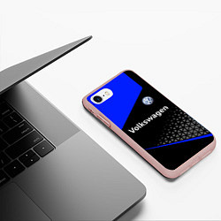 Чехол iPhone 7/8 матовый Фольцваген - blue uniform, цвет: 3D-светло-розовый — фото 2