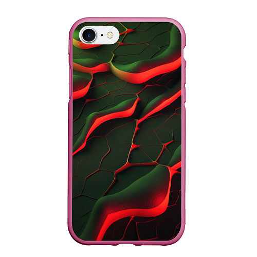Чехол iPhone 7/8 матовый Объемные зеленые плиты / 3D-Малиновый – фото 1