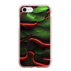 Чехол iPhone 7/8 матовый Объемные красно зеленые плиты, цвет: 3D-светло-розовый