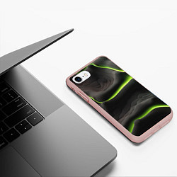 Чехол iPhone 7/8 матовый Green black texture, цвет: 3D-светло-розовый — фото 2