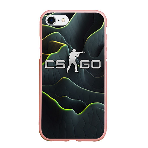 Чехол iPhone 7/8 матовый CSGO green dark texture / 3D-Светло-розовый – фото 1