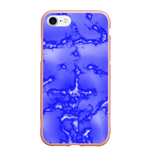 Чехол iPhone 7/8 матовый Темно-синий мотив / 3D-Светло-розовый – фото 1