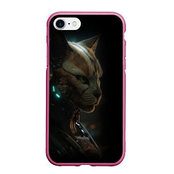 Чехол iPhone 7/8 матовый Cyber cat, цвет: 3D-малиновый