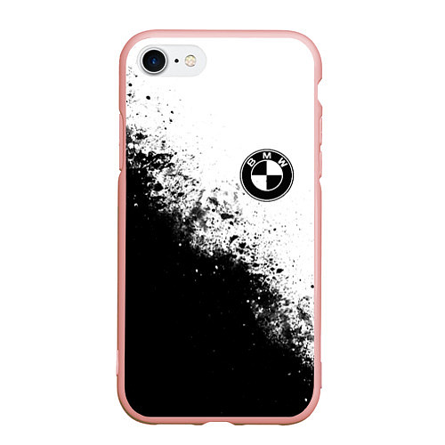 Чехол iPhone 7/8 матовый BMW - black and white / 3D-Светло-розовый – фото 1