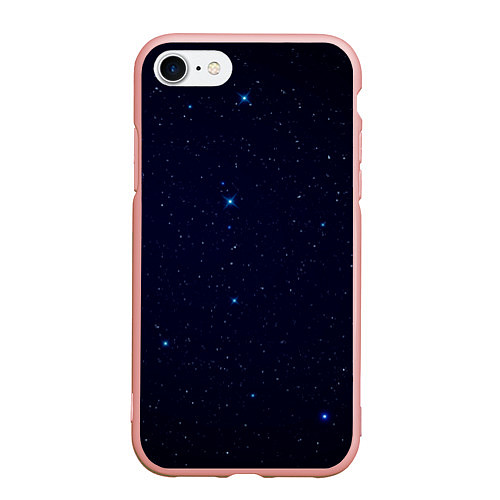Чехол iPhone 7/8 матовый Тёмный космос и синие звёзды / 3D-Светло-розовый – фото 1