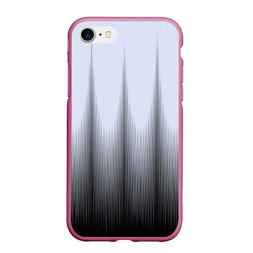 Чехол iPhone 7/8 матовый Черный полосатый градиент / 3D-Малиновый – фото 1