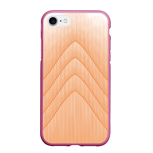 Чехол iPhone 7/8 матовый Полосатый оранжевый градиент / 3D-Малиновый – фото 1