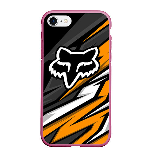 Чехол iPhone 7/8 матовый Fox motocross racing - orange / 3D-Малиновый – фото 1