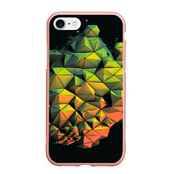 Чехол iPhone 7/8 матовый Зеленая кубическая абстракция, цвет: 3D-светло-розовый