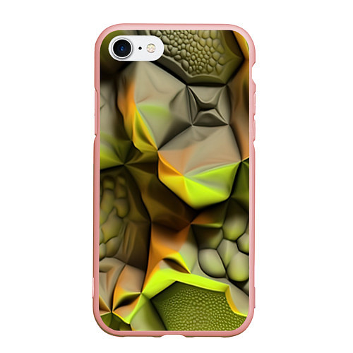 Чехол iPhone 7/8 матовый Зеленая объемная космическая текстура / 3D-Светло-розовый – фото 1
