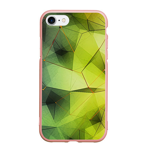 Чехол iPhone 7/8 матовый Зеленая текстура объемная / 3D-Светло-розовый – фото 1