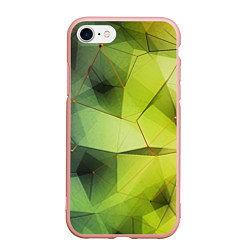 Чехол iPhone 7/8 матовый Зеленая текстура объемная, цвет: 3D-светло-розовый