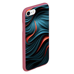 Чехол iPhone 7/8 матовый Сине-оранжевая абстрактная волна, цвет: 3D-малиновый — фото 2