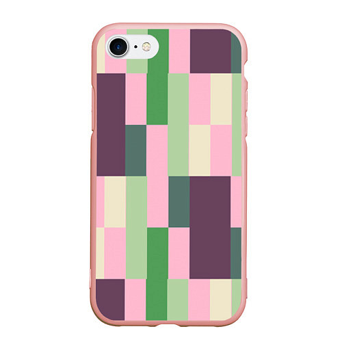 Чехол iPhone 7/8 матовый Прямоугольный блочный паттерн / 3D-Светло-розовый – фото 1