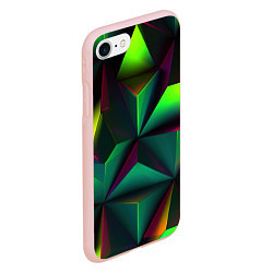 Чехол iPhone 7/8 матовый Зеленый калейдоскоп абстракция, цвет: 3D-светло-розовый — фото 2