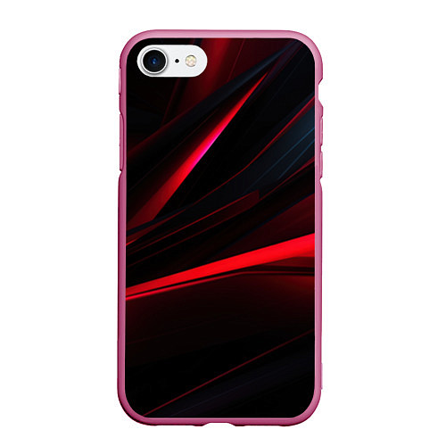 Чехол iPhone 7/8 матовый Red lighting black background / 3D-Малиновый – фото 1