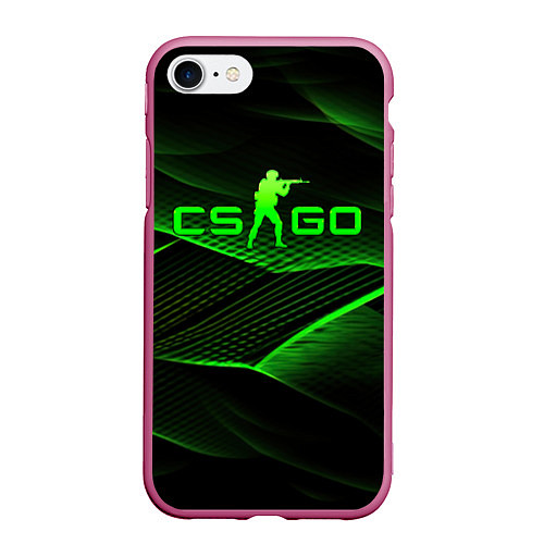 Чехол iPhone 7/8 матовый CSGO green abstract lines / 3D-Малиновый – фото 1