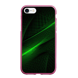 Чехол iPhone 7/8 матовый Green neon lines, цвет: 3D-малиновый