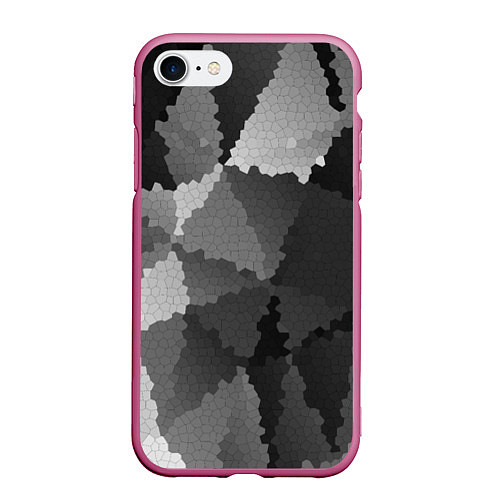 Чехол iPhone 7/8 матовый Мозаичный узор в серых оттенках / 3D-Малиновый – фото 1