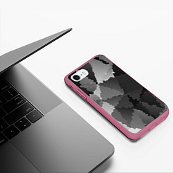 Чехол iPhone 7/8 матовый Мозаичный узор в серых оттенках, цвет: 3D-малиновый — фото 2
