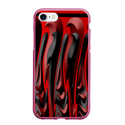 Чехол iPhone 7/8 матовый Пластик красно-черный, цвет: 3D-малиновый