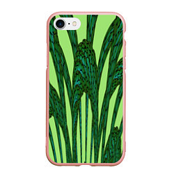 Чехол iPhone 7/8 матовый Зеленый растительный мотив, цвет: 3D-светло-розовый