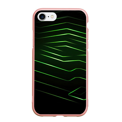 Чехол iPhone 7/8 матовый Green abstract dark background / 3D-Светло-розовый – фото 1