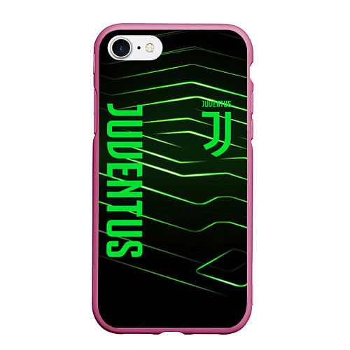 Чехол iPhone 7/8 матовый Juventus 2 green logo / 3D-Малиновый – фото 1