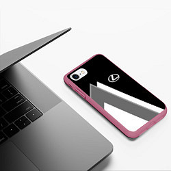 Чехол iPhone 7/8 матовый Лексус - спортивный серый, цвет: 3D-малиновый — фото 2