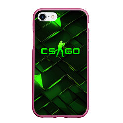 Чехол iPhone 7/8 матовый CSGO green abstract elements, цвет: 3D-малиновый