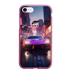 Чехол iPhone 7/8 матовый Forza Horizon street racing, цвет: 3D-малиновый
