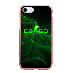 Чехол iPhone 7/8 матовый CSGO green lines, цвет: 3D-светло-розовый