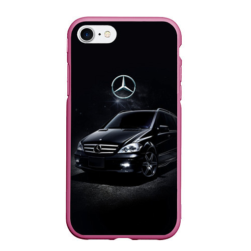 Чехол iPhone 7/8 матовый Mercedes black / 3D-Малиновый – фото 1