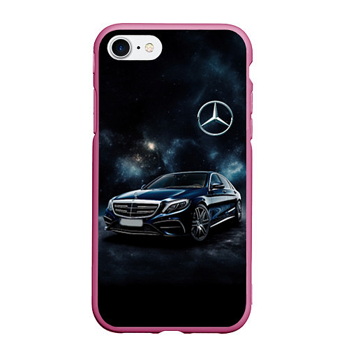 Чехол iPhone 7/8 матовый Mercedes Benz galaxy / 3D-Малиновый – фото 1