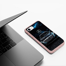 Чехол iPhone 7/8 матовый Mercedes Benz space background, цвет: 3D-светло-розовый — фото 2