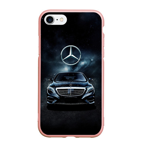Чехол iPhone 7/8 матовый Mercedes Benz black / 3D-Светло-розовый – фото 1