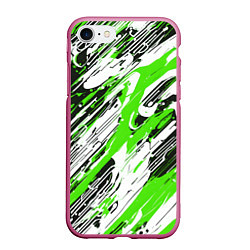 Чехол iPhone 7/8 матовый Спонтанные брызги зелёные, цвет: 3D-малиновый