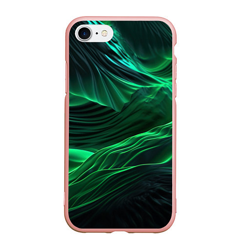Чехол iPhone 7/8 матовый Зеленая абстракция / 3D-Светло-розовый – фото 1