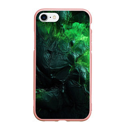 Чехол iPhone 7/8 матовый Зеленая объемная текстура, цвет: 3D-светло-розовый