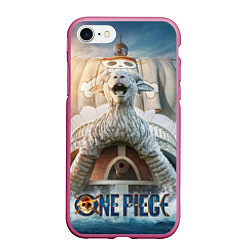 Чехол iPhone 7/8 матовый Корабль One piece, цвет: 3D-малиновый